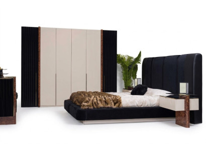 Luxe slaapkamerset bed 2 nachtkastjes + houten kledingkast compleet.