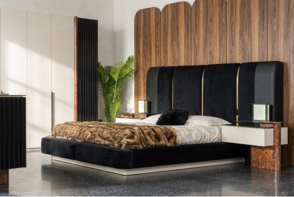 Modern slaapkamerset Bed 2x Nachtkastjes Designmeubelen 3-delig