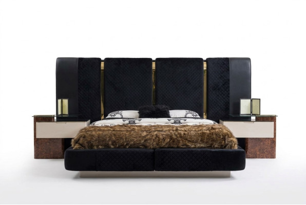 Modern slaapkamerset Bed 2x Nachtkastjes Designmeubelen 3-delig