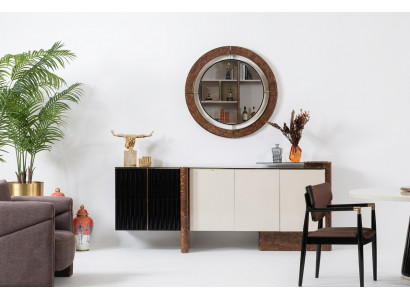 Dressoir met spiegel Luxe set commode houten laden Klassieke