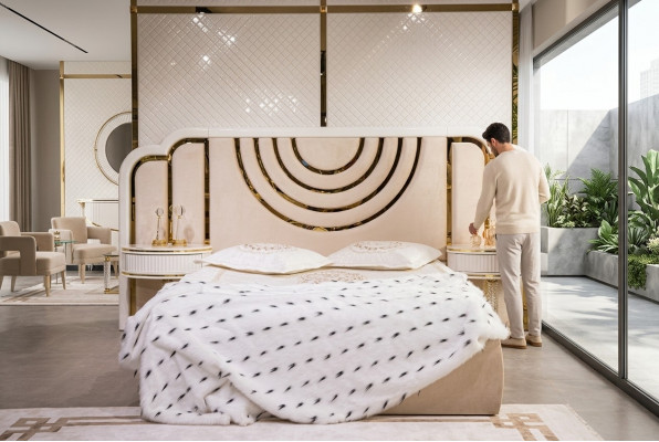 Modern slaapkamer set Bed + 2x nachtkastjes Design meubels 3 delig. Nieuw.