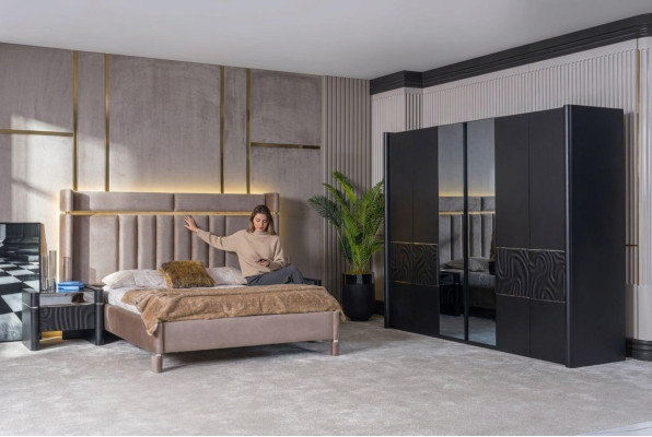 Slaapkamer set compleet Bed + 2x nachtkastjes + kledingkast 4-delig.