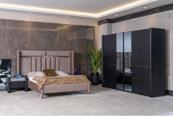 Slaapkamer set compleet Bed + 2x nachtkastjes + kledingkast 4-delig.
