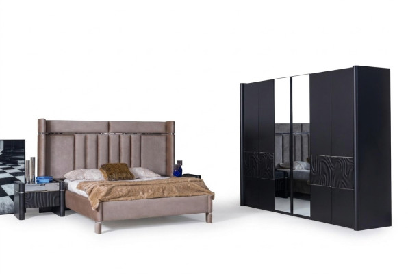 Slaapkamer set compleet Bed + 2x nachtkastjes + kledingkast 4-delig.