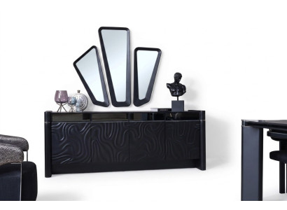 Sideboard 3x Spiegel Dressoir Luxe Set Commode Hout Moderne commodes