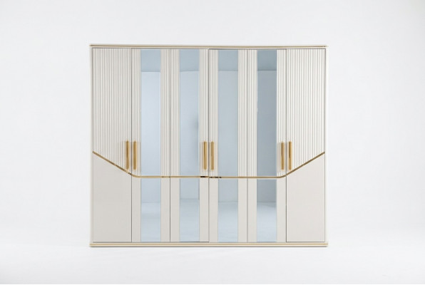 Kledingkast Kasten Kast Ontwerp Hout Beige Goud Modern Meubels 270cm