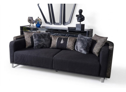 Driepersoonsbank 240cm Zwarte luxe bank Bankmeubels Textielstof Fluweel 3-zits