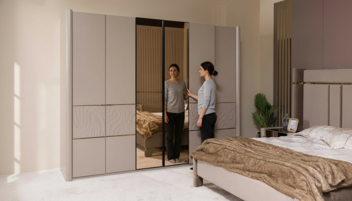 Kledingkast Kast Luxe Slaapkamer Kasten Meubels Taupe Hout