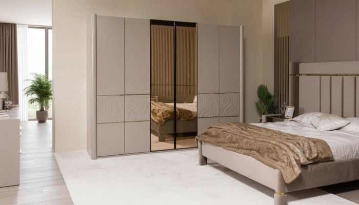 Kledingkast Kast Luxe Slaapkamer Kasten Meubels Taupe Hout