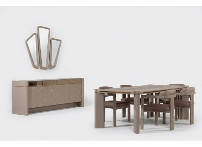 Luxe eetkamerset Eettafel + 6x stoelen Dressoir met 3x spiegels Eetgroepen
