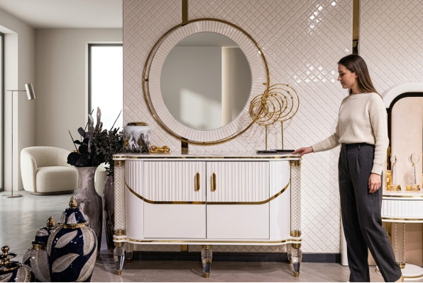 Ladenkast Spiegel Hout Meubels Dressoir Ladenkast Kast Luxe Meubels Hout Nieuw