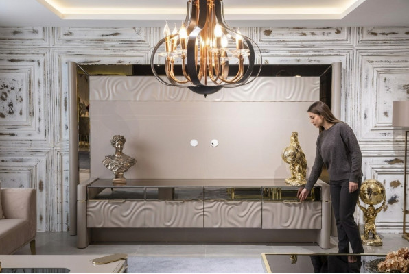 Luxe woonwand RTV laag tv-meubel standaard beige woonkamer meubels nieuw