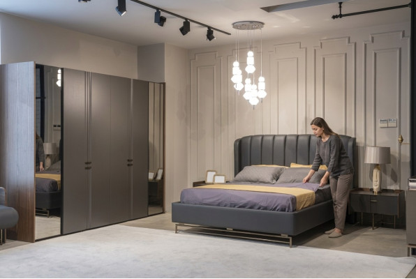 Slaapkamer set Bed 2x Nachtkastje Kledingkast Kaptafel met spiegel 5-delig