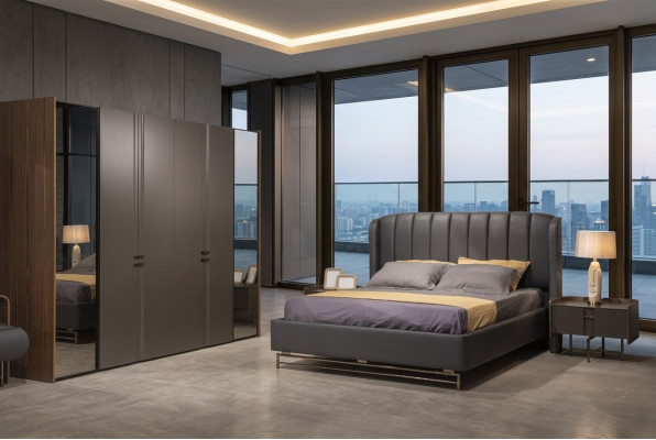 Slaapkamer set Bed 2x Nachtkastje Kledingkast Kaptafel met spiegel 5-delig