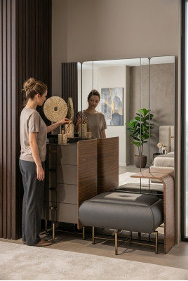 Kaptafelset console spiegel slaapkamer meubels ontwerp kruk 2-delige set. Nieuw.