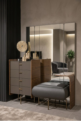 Kaptafelset console spiegel slaapkamer meubels ontwerp kruk 2-delige set. Nieuw.