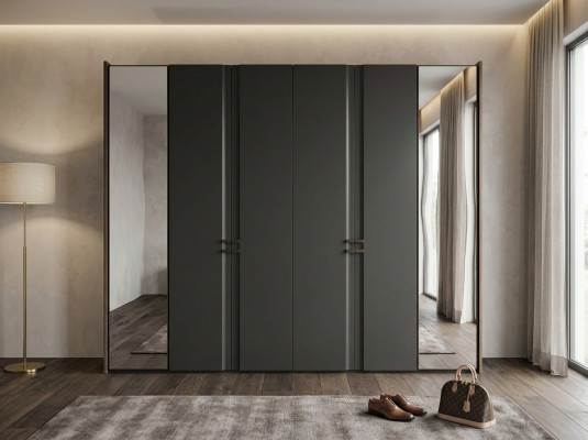 Moderne kledingkast Luxe kast Houten kasten Glas Taupe Slaapkamer
