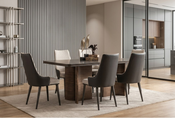Eetkamer set Luxe 6 stoelen Eettafel Eetgroep Set Leunstoelen Modern