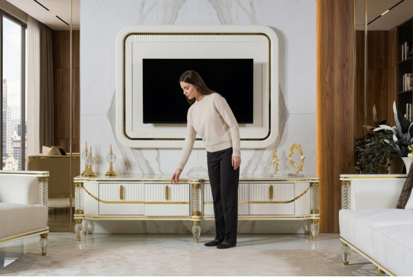 Luxe wandmeubel rtv tv-frame lowboard tv-standaard wit woonkamermeubilair nieuw