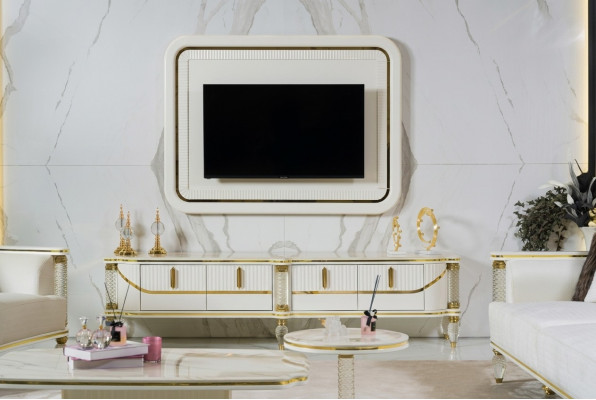 Luxe wandmeubel rtv tv-frame lowboard tv-standaard wit woonkamermeubilair nieuw