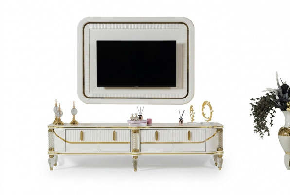 Luxe wandmeubel rtv tv-frame lowboard tv-standaard wit woonkamermeubilair nieuw