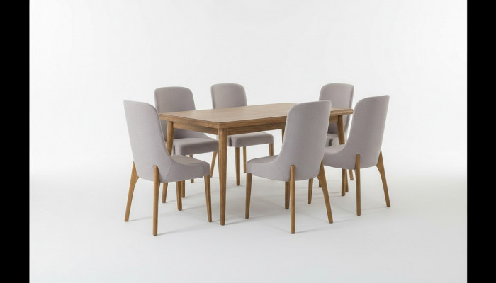 Eetkamer set 7-delig. Eettafel + 6x stoelen designer hout stoel set meubels nieuw