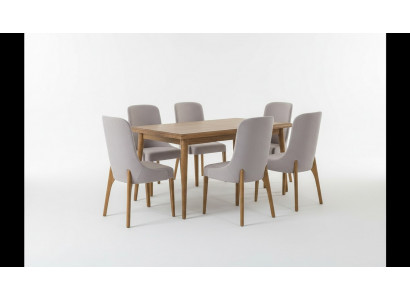 Eetkamer set 7-delig. Eettafel + 6x stoelen designer hout stoel set meubels nieuw
