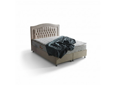 Bedden ontwerp Bedden Luxe Beige Bekleding Slaapkamer Meubels Zilver Chesterfield
