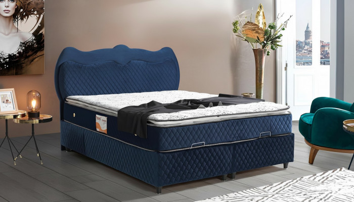Bed Design Bed Luxury Blue Upholstered Bedroom Furniture Luxury Modern Boxspring