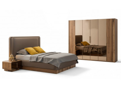 Luxe slaapkamer set Bed + 2x Nachtkastjes + Kast Hout Compleet Modern Nieuw