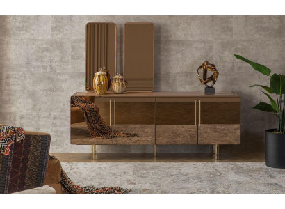 Dressoir met 2x spiegel, luxe set, houten dressoir, modern.