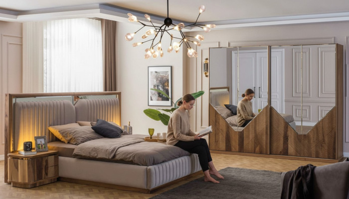 Luxe slaapkamerset bed + 2x nachtkastjes + kledingkast Modern Compleet