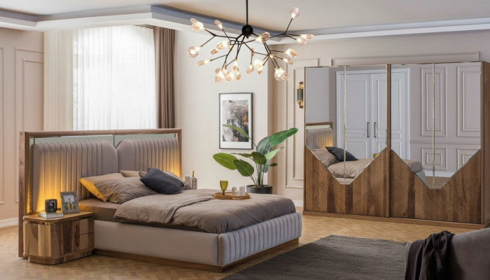 Luxe slaapkamerset bed + 2x nachtkastjes + kledingkast Modern Compleet