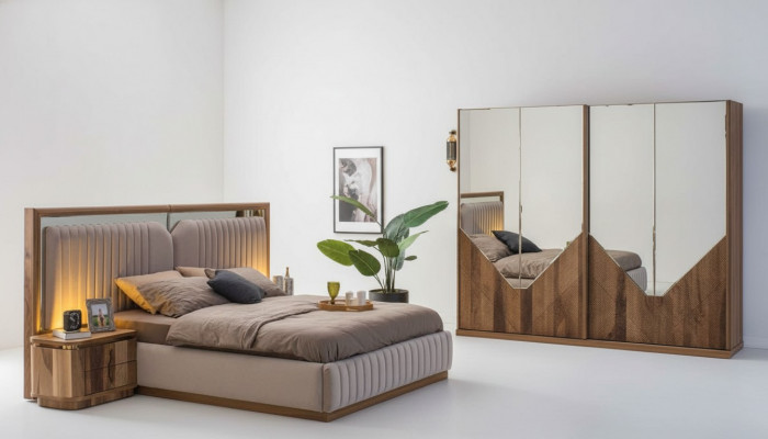Luxe slaapkamerset bed + 2x nachtkastjes + kledingkast Modern Compleet
