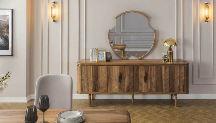 Dressoir Spiegel Woonkamer Designer Luxe Ladenkast Modern Bruin Nieuw
