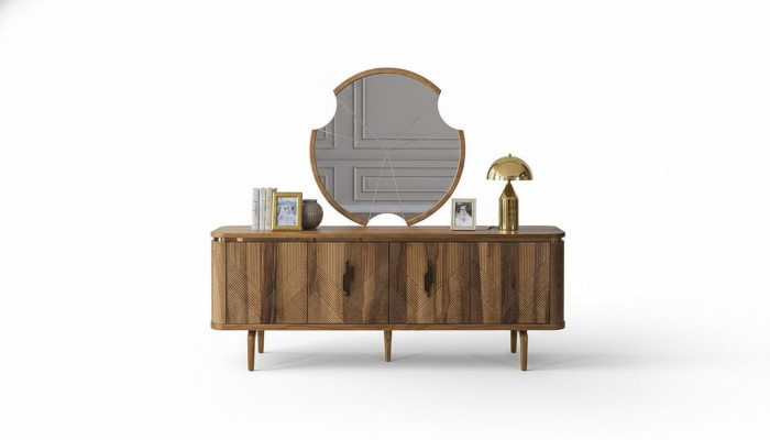 Dressoir Spiegel Woonkamer Designer Luxe Ladenkast Modern Bruin Nieuw