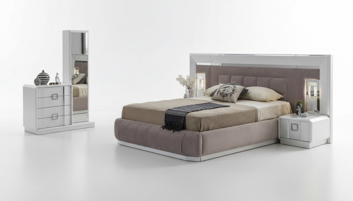 Modern slaapkamer set bed + 2 nachtkastjes + dressoir met spiegel Luxe Nieuw