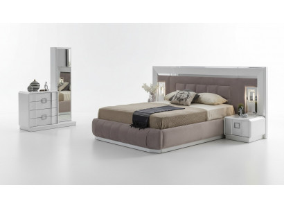 Modern slaapkamer set bed + 2 nachtkastjes + dressoir met spiegel Luxe Nieuw