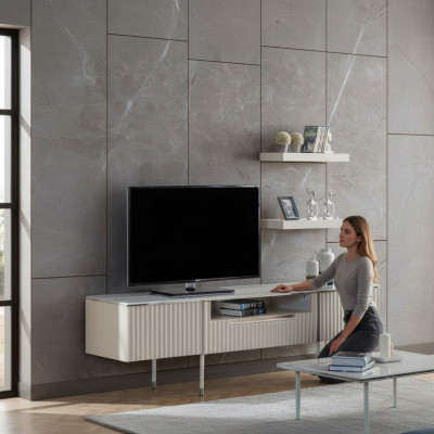 Rtv met 2x planken Laag tv-meubel Sidetable Tafel Woonkamer Modern Houten Ontwerp