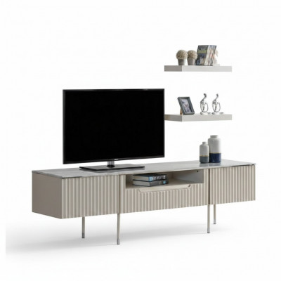 Rtv met 2x planken Laag tv-meubel Sidetable Tafel Woonkamer Modern Houten Ontwerp