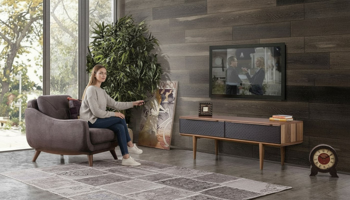 Tv-standaard Lowboard-woonkamer van houten designmeubels.
