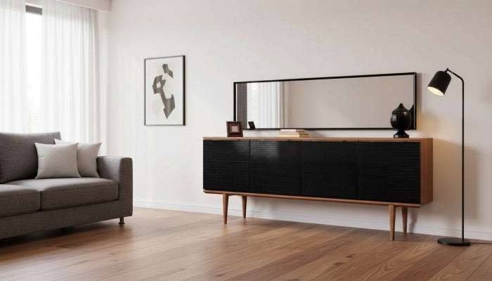 Luxe dressoir met spiegelontwerp Moderne dressoirs Houten inrichting