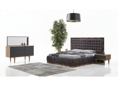Slaapkamer set Bed + 2x nachtkastjes + ladekast + spiegel Designmeubels 5-delig