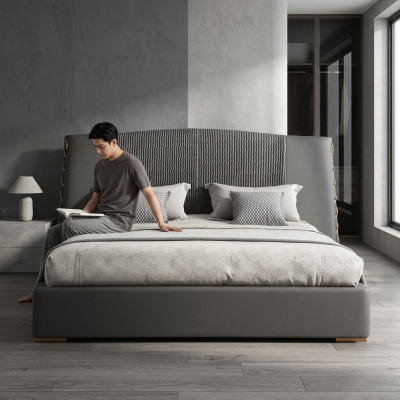 Luxe bed houten bedden bedframe grijs tweepersoonsbed frame bedden tweepersoonsbedden