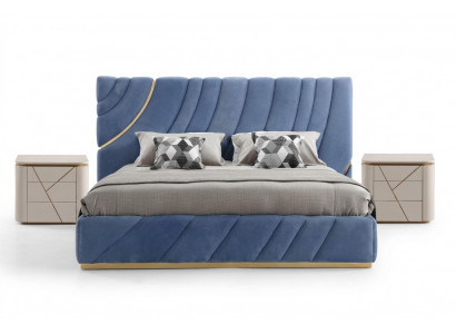 Slaapkamer set Bed 2x Nachtkastjes 3-delig Blauw nieuw Modern Compleet Luxe Meubels
