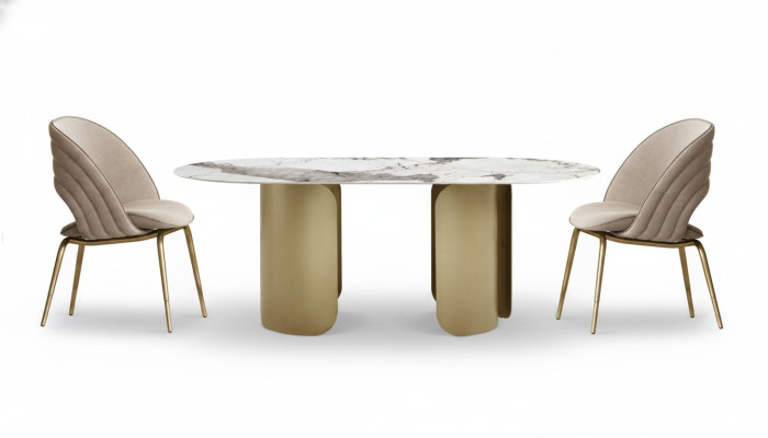 Exclusieve eetkamerset bestaande uit 5-delige eettafel + 4 stoelen, luxe compleet.