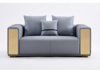 Luxe woonkamerbank 2-zits gestoffeerde bank Blauw textiel zit ontwerp bank Modern