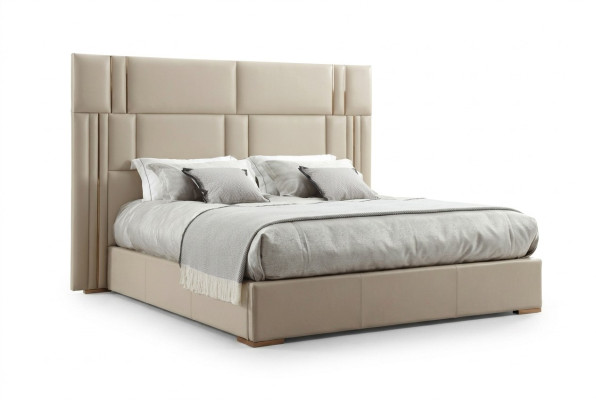 Luxe slaapkamerbed ontwerper meubels tweepersoonsbed wit textiel hout nieuw