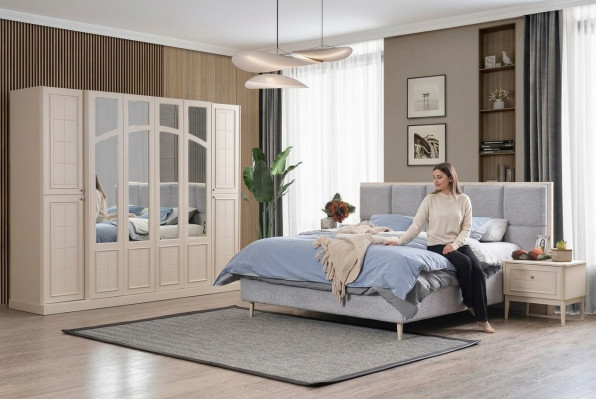 Slaapkamerset Luxe Compleet Bed 2x Nachtkastje Kledingkast Modern 4-delig