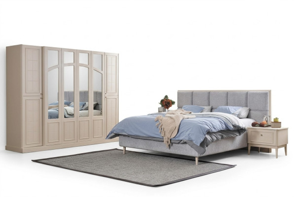 Slaapkamerset Luxe Compleet Bed 2x Nachtkastje Kledingkast Modern 4-delig